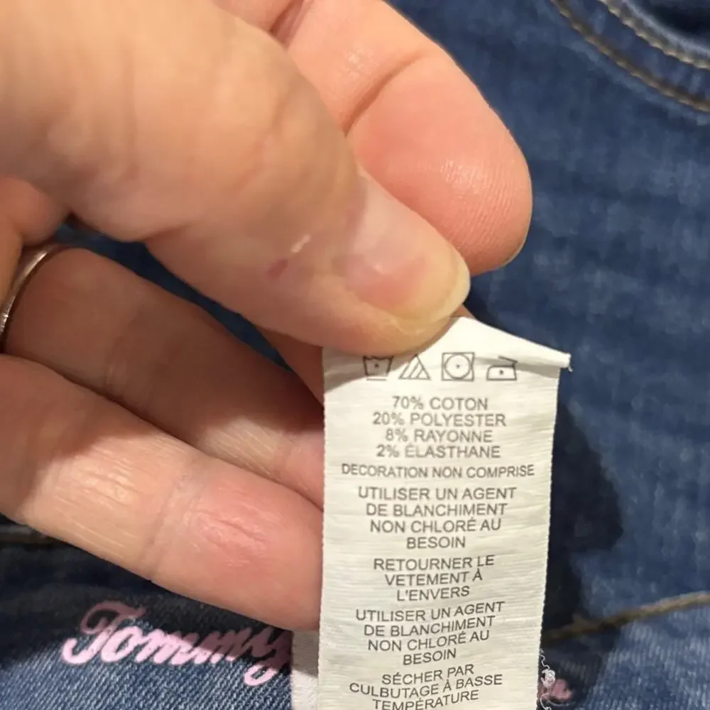 Tommy Bahama 7 Kids Denim Shorts Set lace trim stretch euc